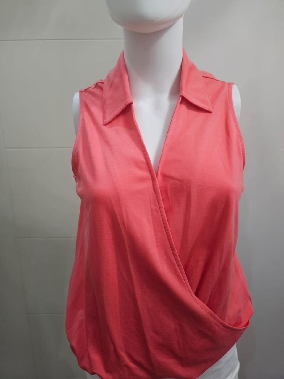 Tahari Blusa de Algodon Cruzada, Talla S-M