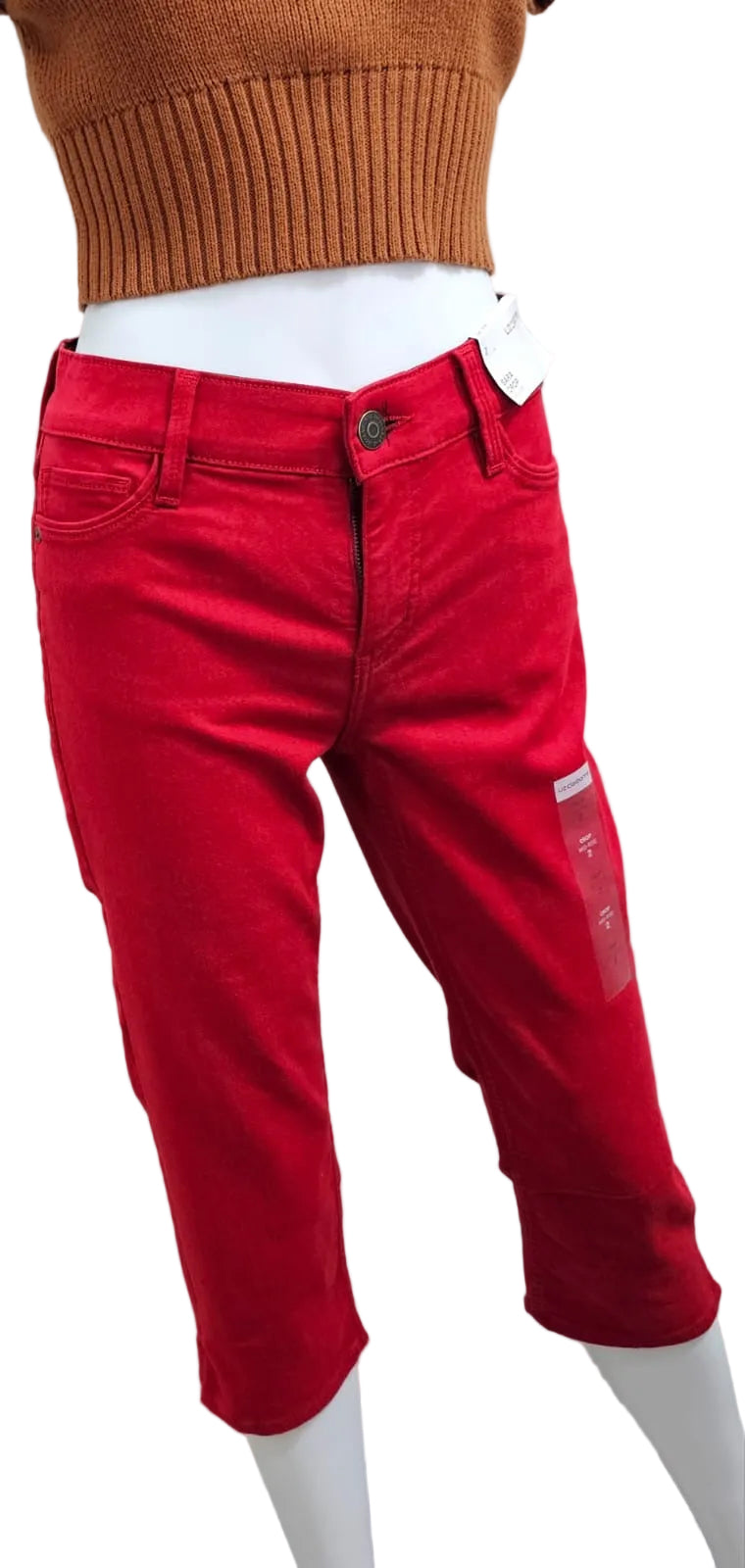 Liz Claiborne Pantalon Rojo Tipo Jeans, Talla 2