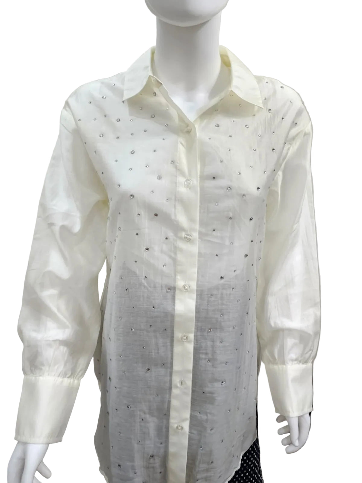 Bayley44 Blusa Elegante con Cristales Manga Larga, Talla Xs-S