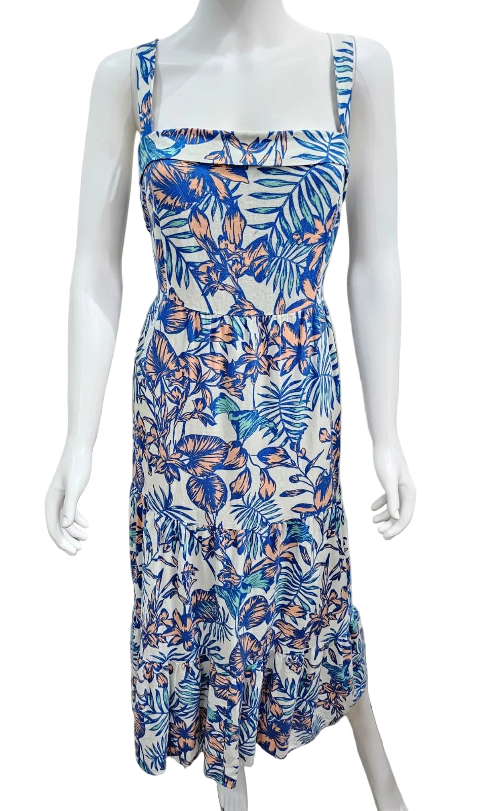 Velvet Heart Vestido Largo de Flores Azul-Peach-Verde, Talla L