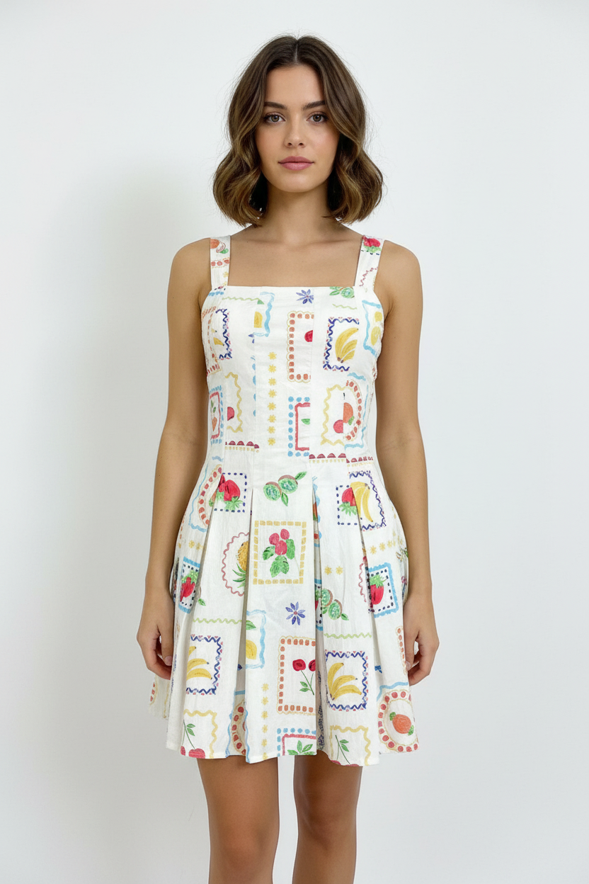 Avec Les Filles, Vestido Corto Estampado, Talla 6
