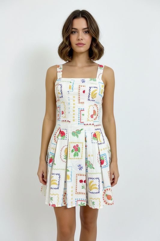 Avec Les Filles, Vestido Corto Estampado, Talla 6