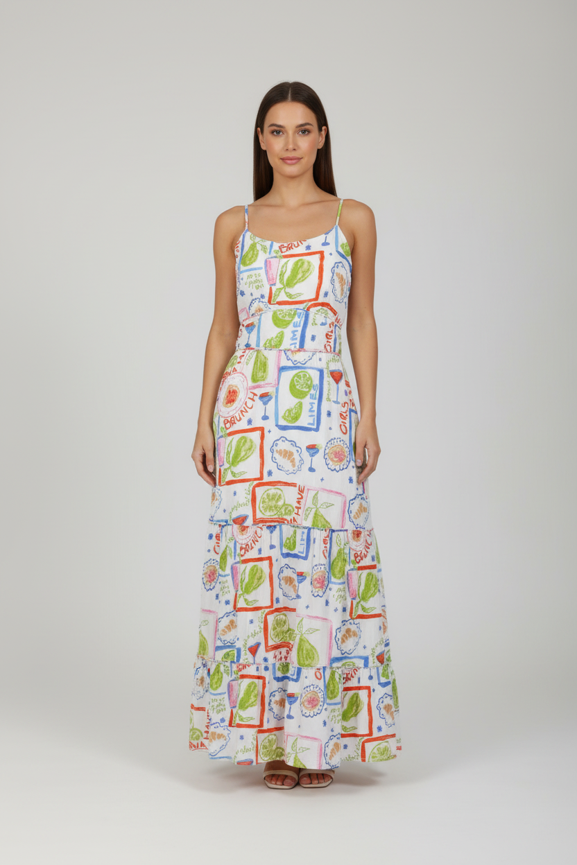 Cinthia Rowley Vestido estampado de verano Largo, Talla M