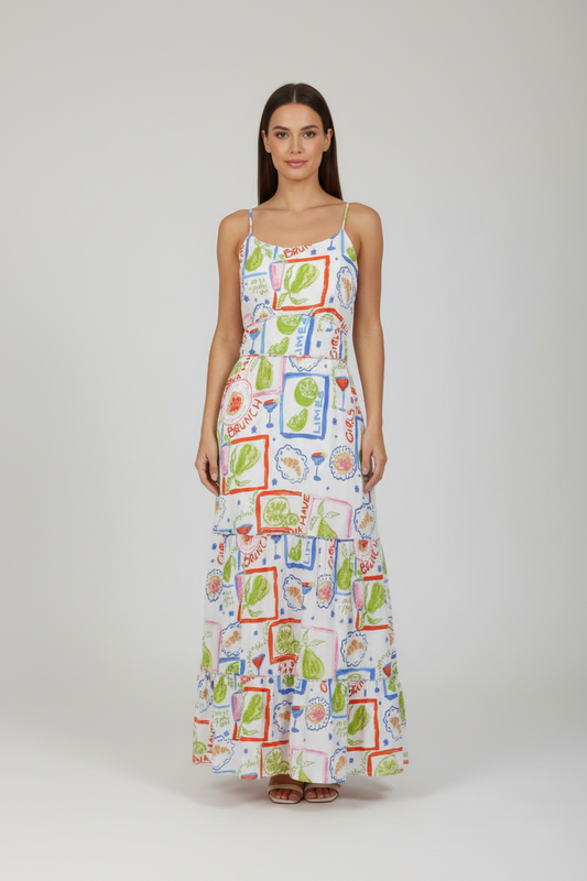 Cinthia Rowley Vestido estampado de verano Largo, Talla M