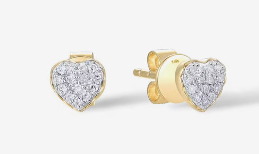 Set en forma de corazón en oro de 14k y diamantes naturales, aretes y dije
