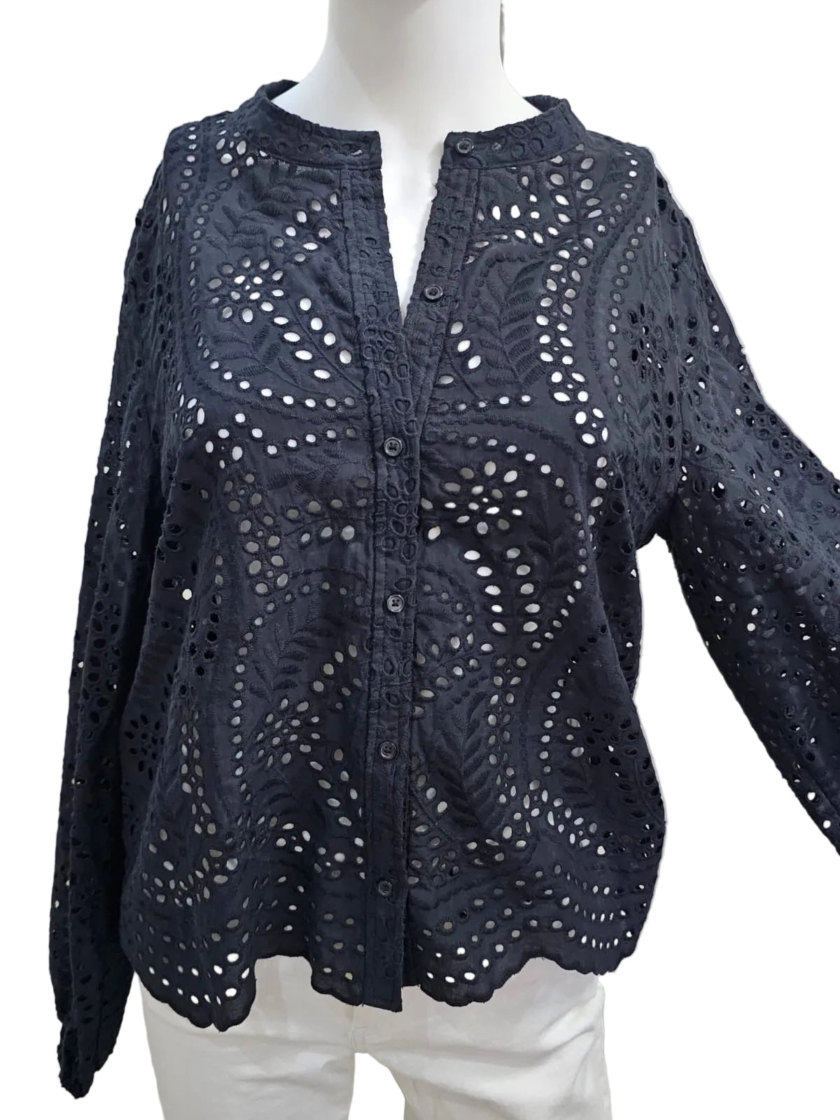 Joie Blusa Manga Larga de Tira Bordada, Talla M