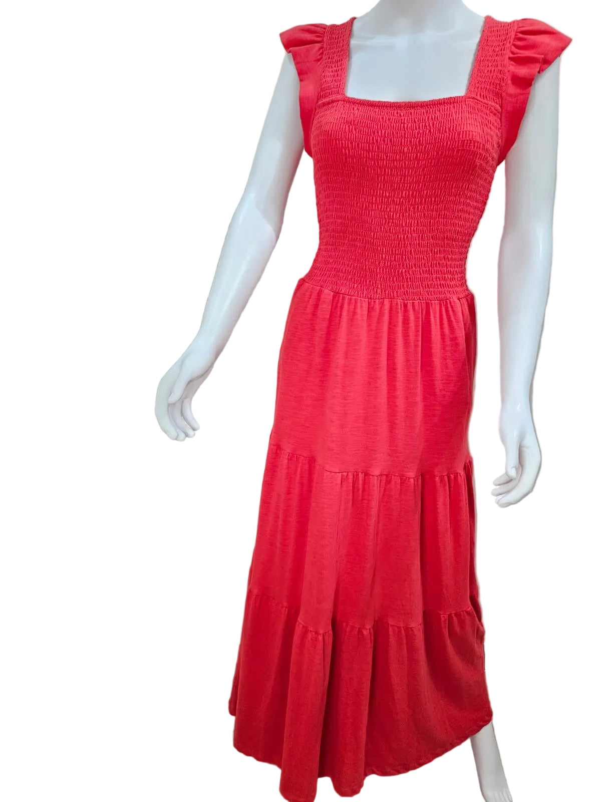 Lucky Brand Vestido Largo de Algodon Color Naranja, Talla L