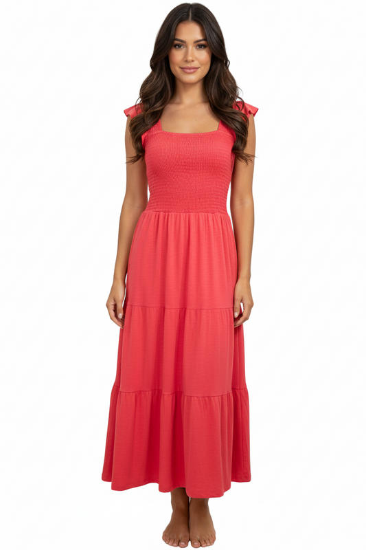 Lucky Brand Vestido Largo de Algodon Color Naranja, Talla L