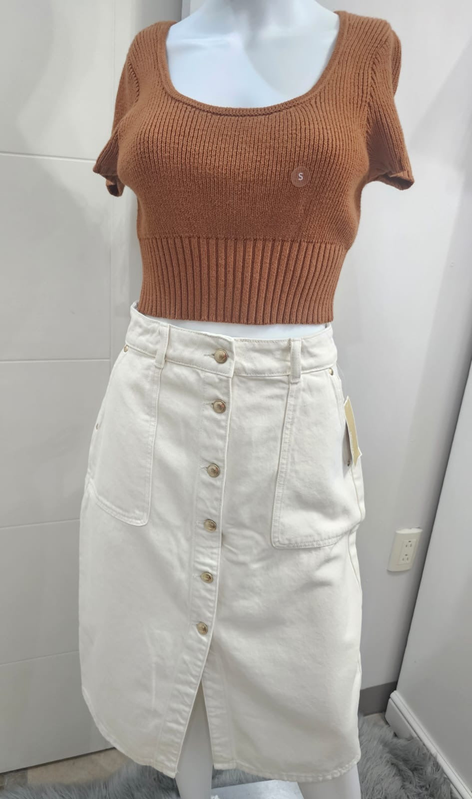 Michael Kors Falda de Jeans Color Crema