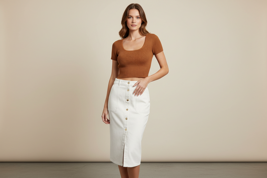 Michael Kors Falda de Jeans Color Crema