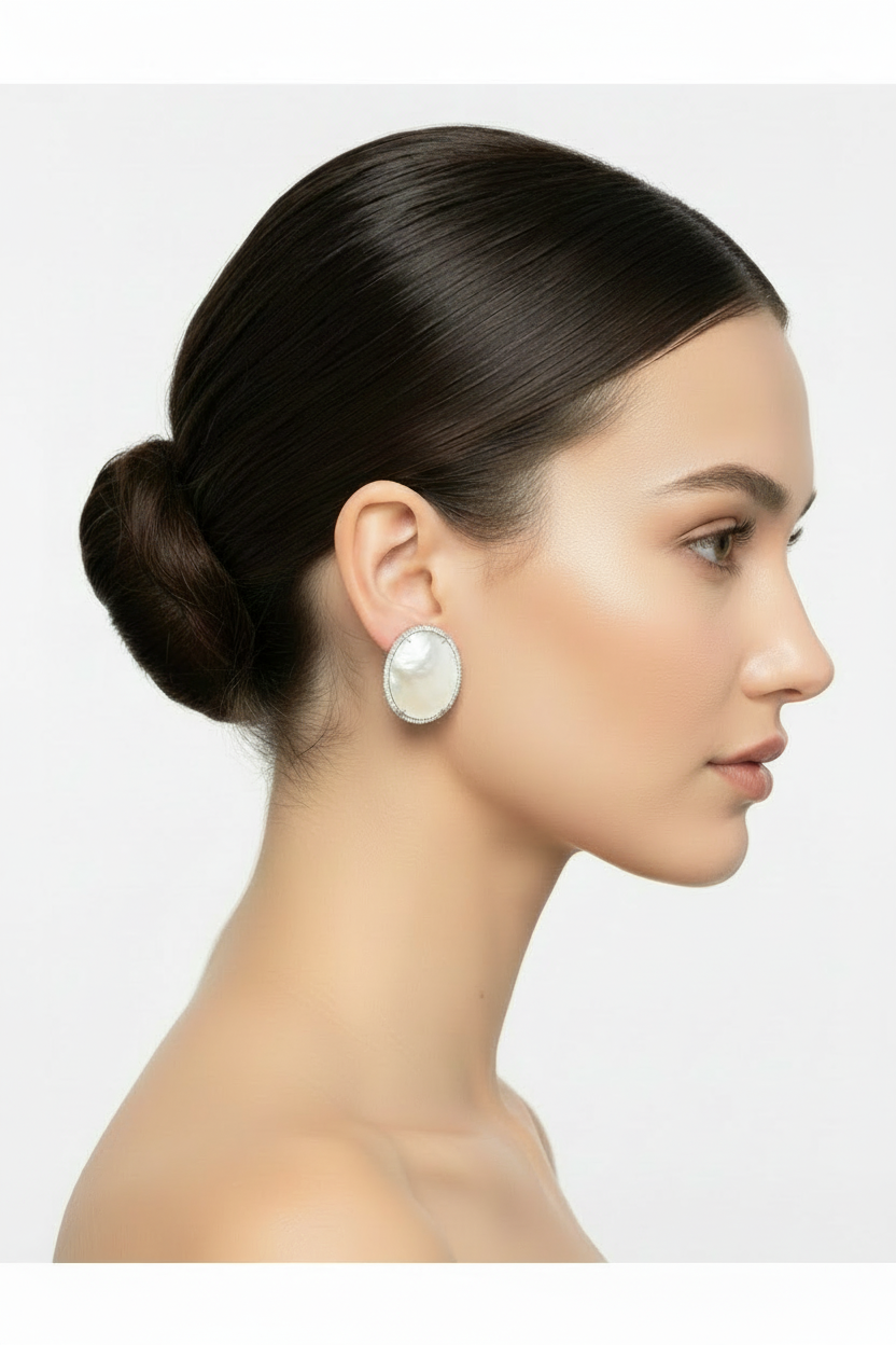 Amalia Aritos en Plata925 y Madre Perla con Zircones,