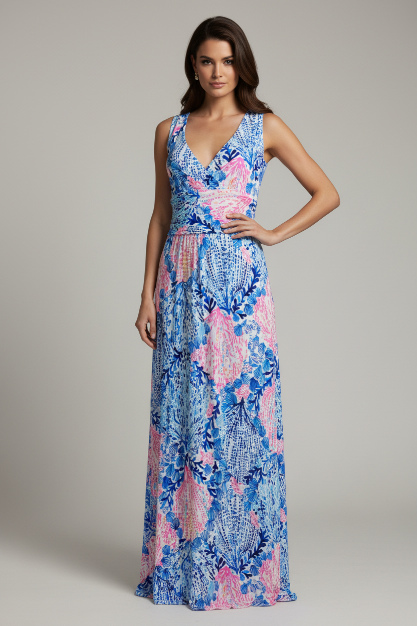 Lilly Pullitzer Vestido Largo Estampado de Verano, Talla XL