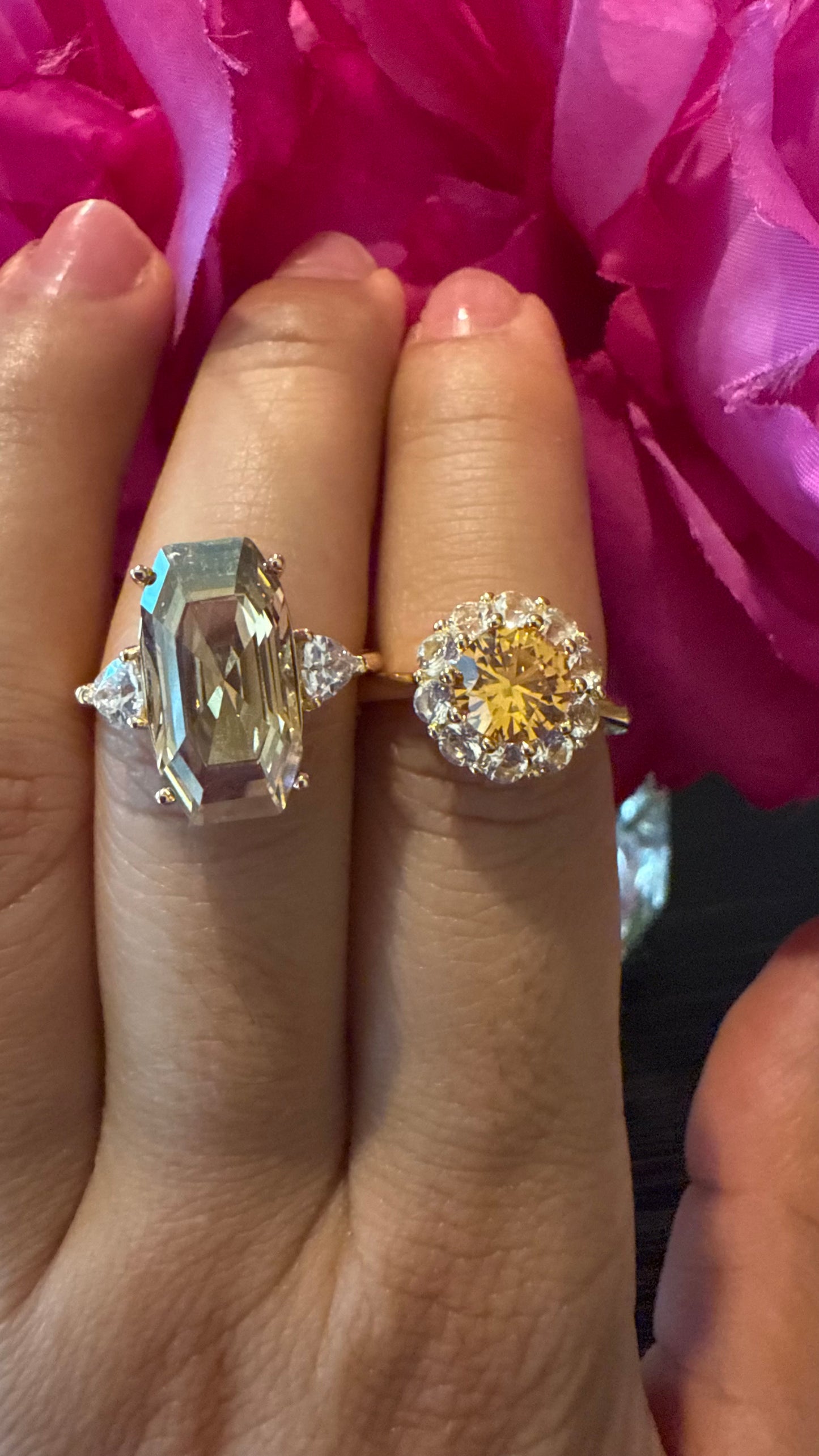 Anillo con Piedra de Citrina Natural Talla 7