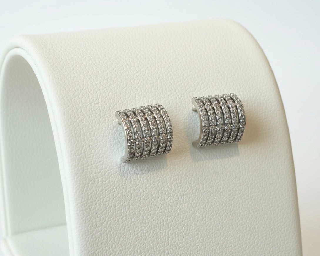 Aritos tipo Huggies, plata925 con Zircones