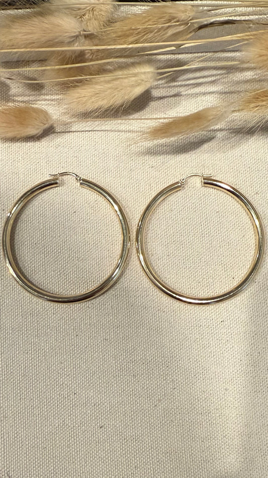 Argollas Lisas 5 Cm en Oro de 10k