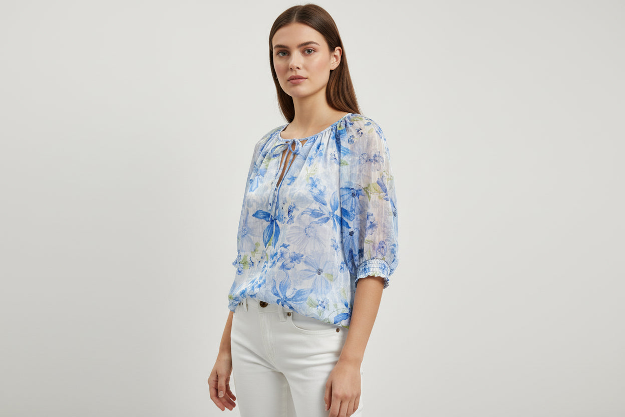 Joie, Blusa Estampada con Hilo de PLata, Talla S-M