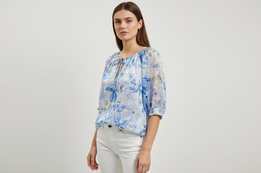 Joie, Blusa Estampada con Hilo de PLata, Talla S-M