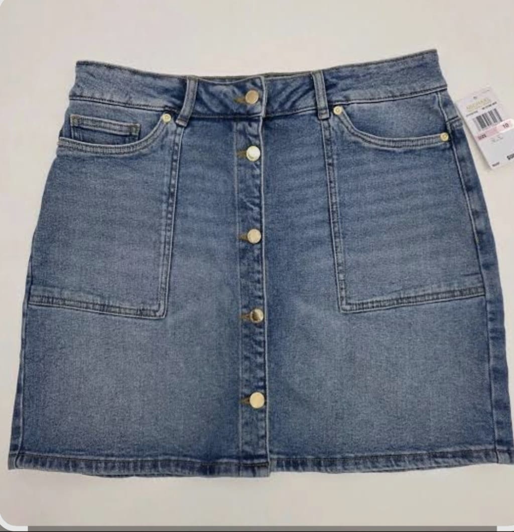 Michael Kors Falda de Jeans con Botones Enfrente