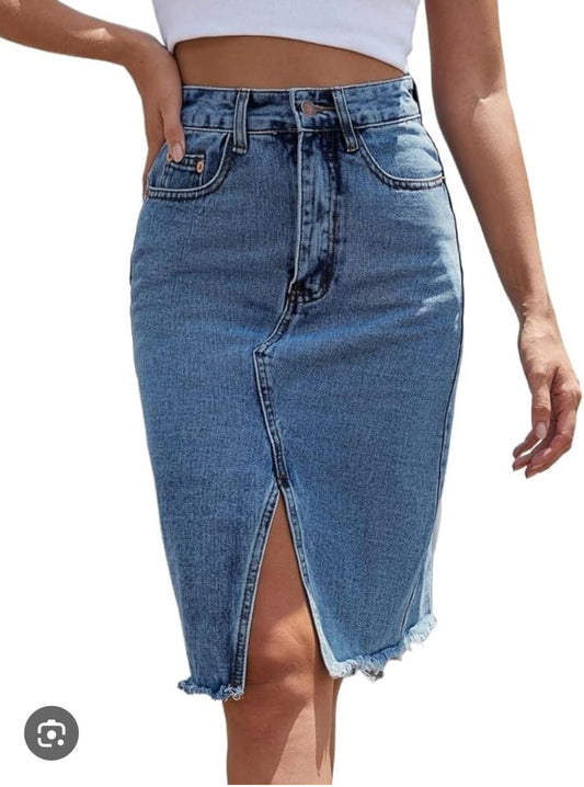 Happily Gray Falda de Jeans a la Rodilla