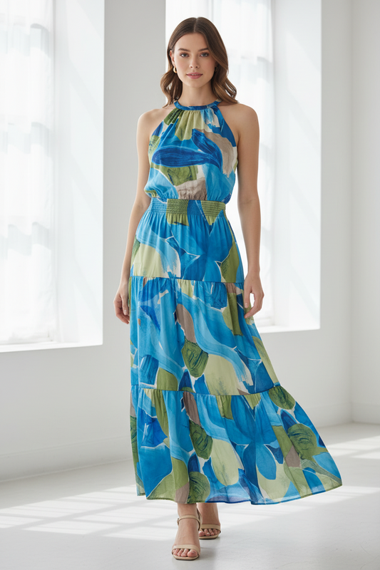 Nicolle Miller Vestido de Satin Estampado, Talla L