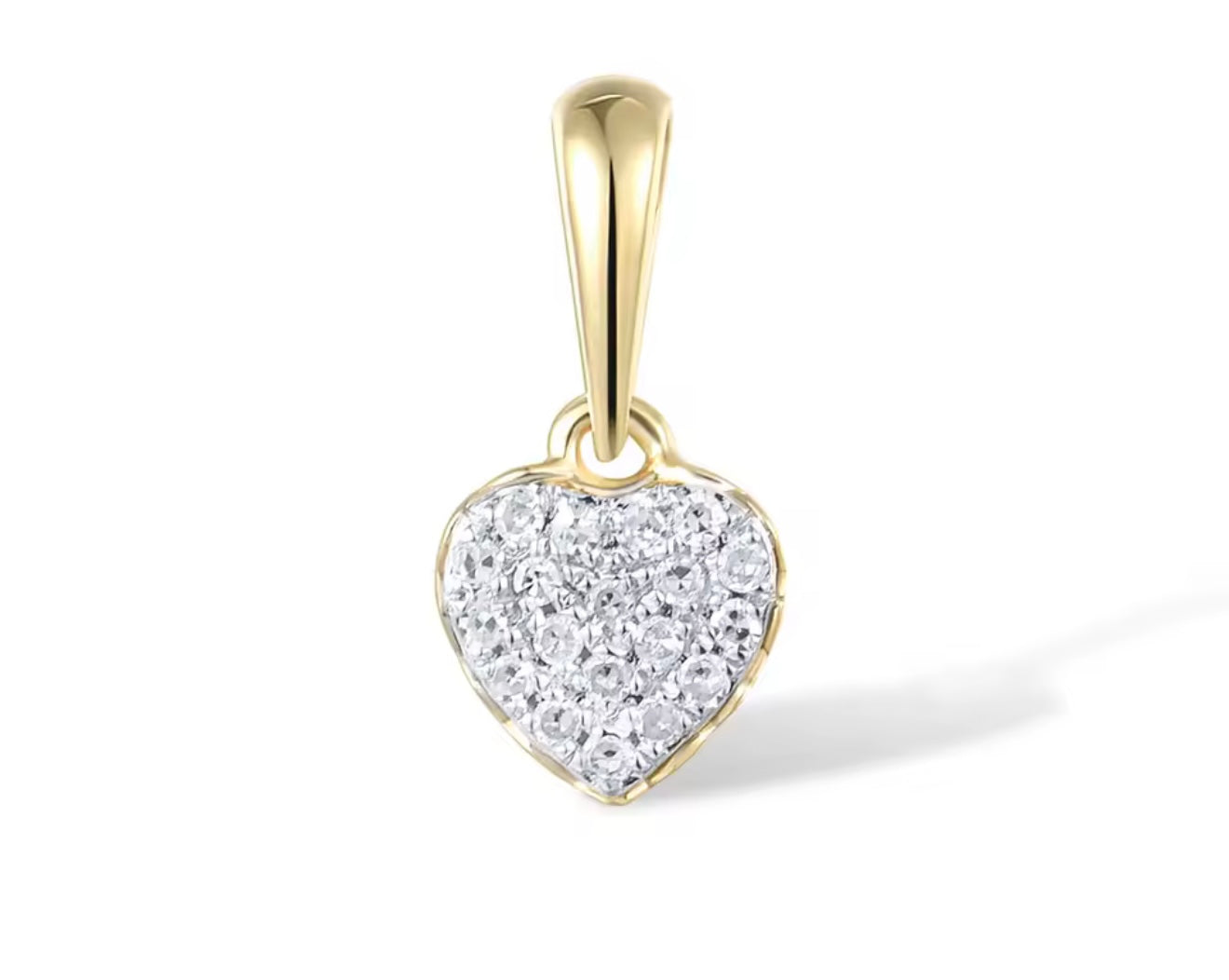 Mini Dije en dorma de corazón en oro de 14k y diamantes naturales