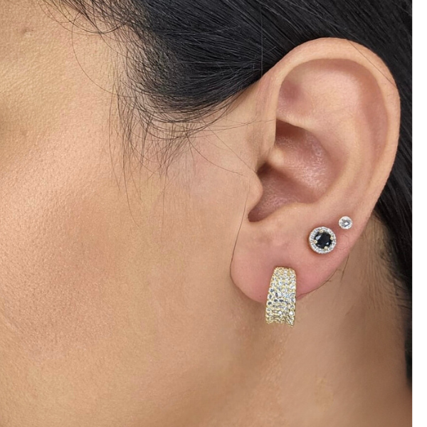 Syra Aritos Estilo Huggies, Plata925 con Baño de Oro