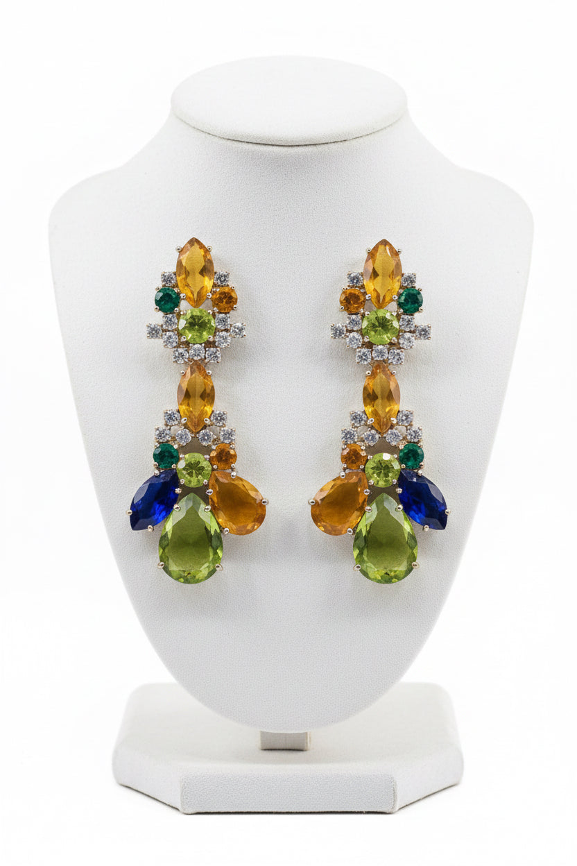 Aretes espectaculares desmontables ( doble uso) en plata925 con cristales