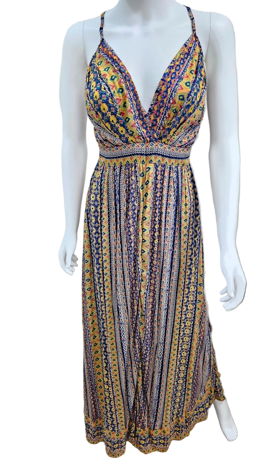 Angie Vestido Maxi Estampado V Neck, Talla S