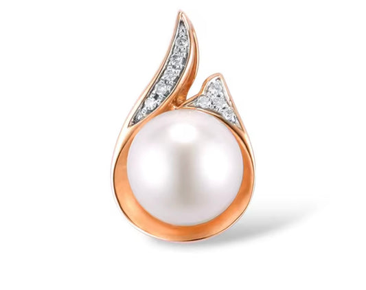 Dije de Perla en oro de 14k y diamantes