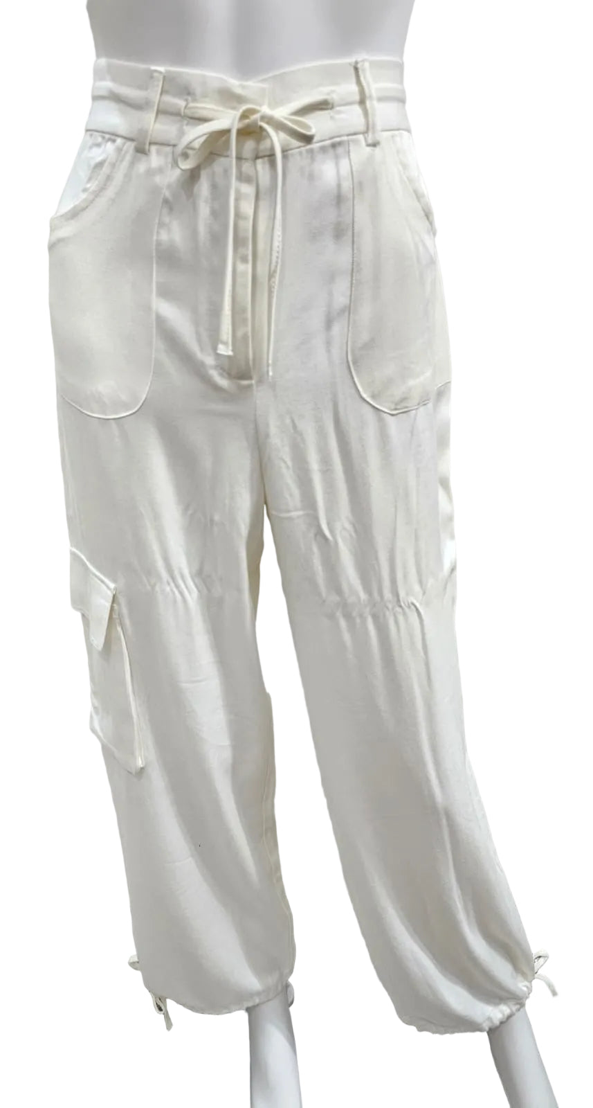 Sincerely Jules Pantalon Blanco de Tela Estilo Cargo, Talla M