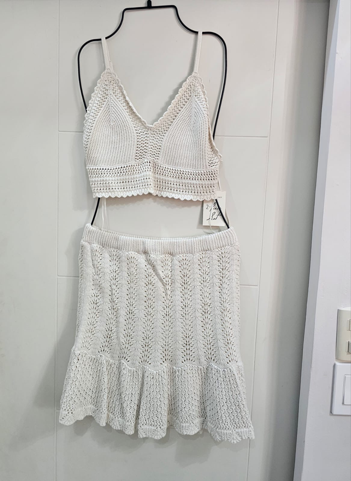 Freshman 1996 Set de Crochet Falda y Crop Top, Talla M