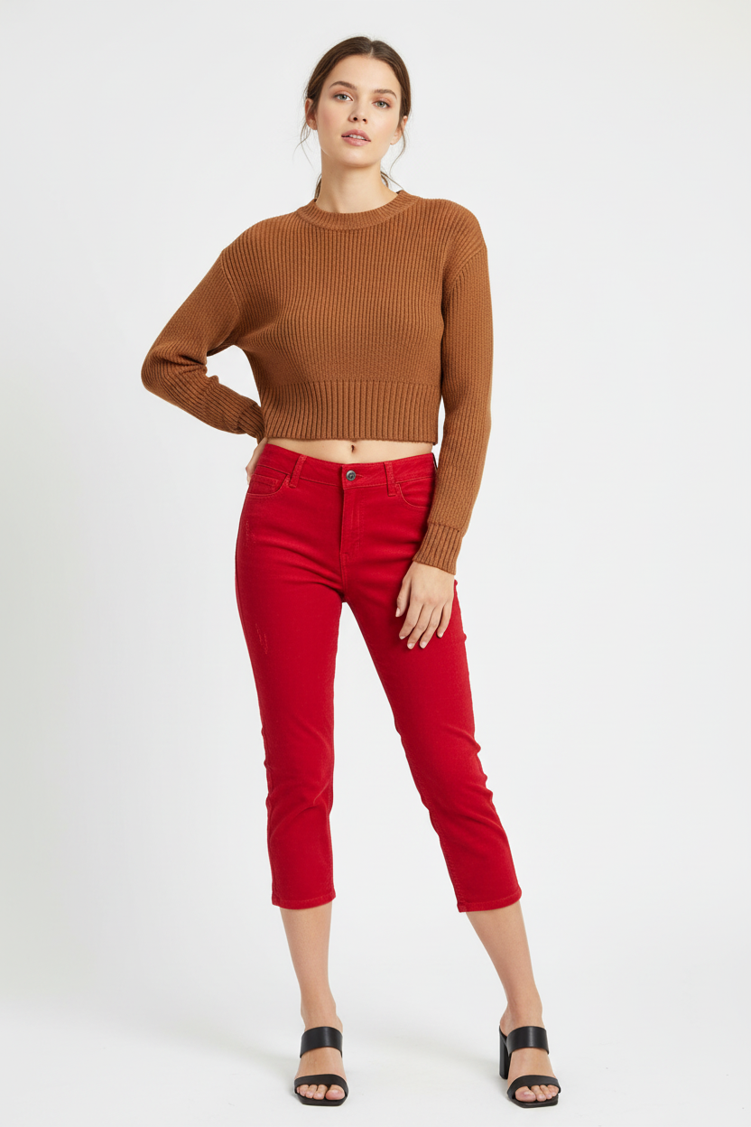Liz Claiborne Pantalon Rojo Tipo Jeans, Talla 2