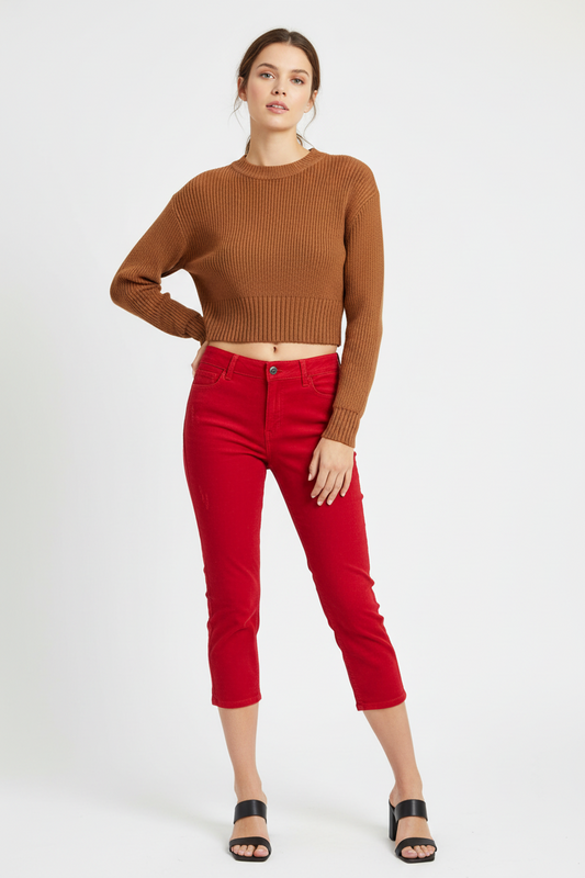 Liz Claiborne Pantalon Rojo Tipo Jeans, Talla 2