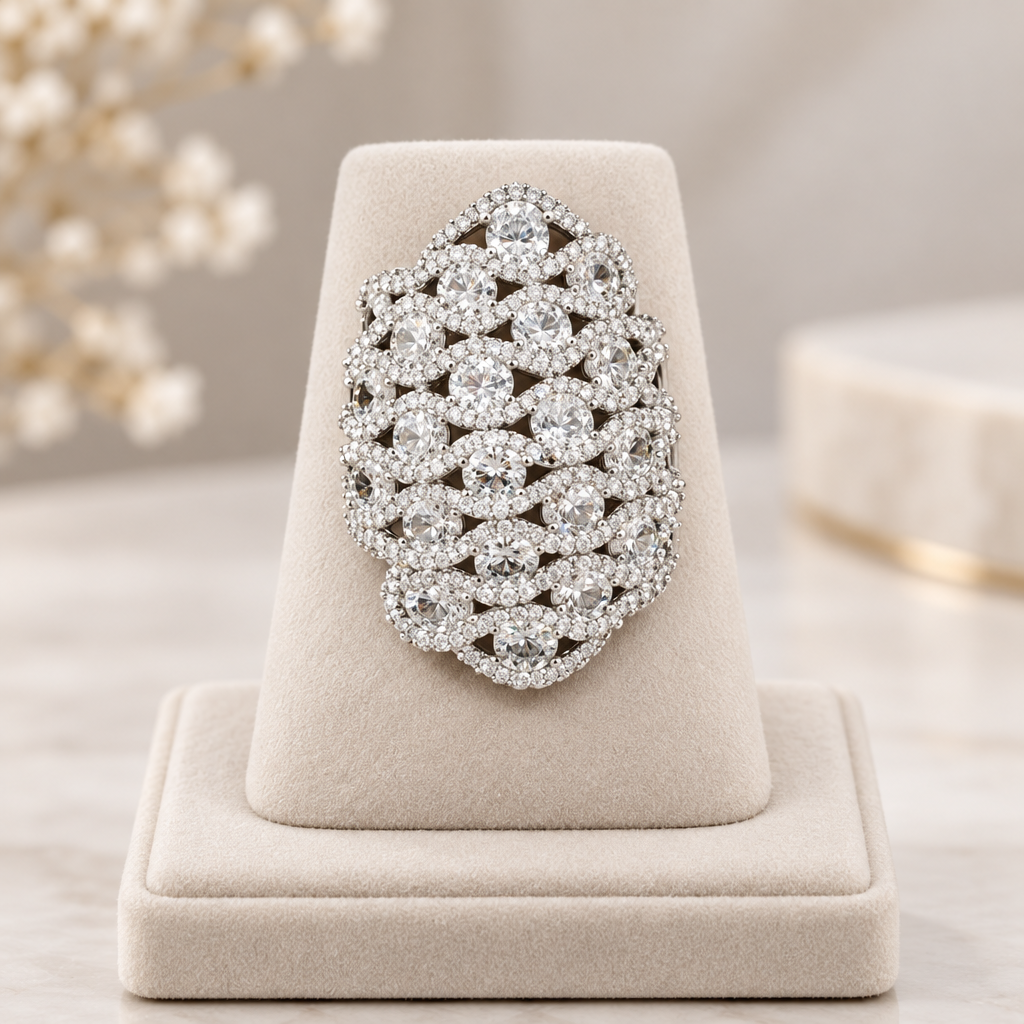Alina Anillo en plata925 con cristales y zircones Talla 9