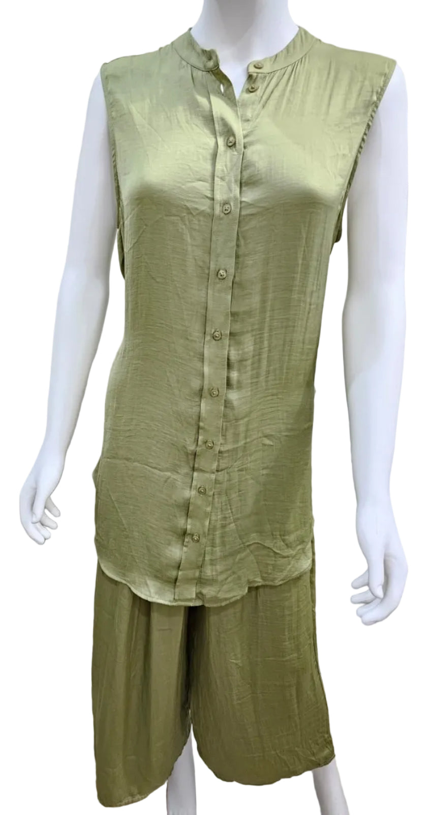 Joie Set Pantalon y Blusa En Seda Verde Olivo, Talla M