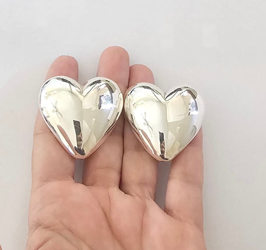 Aretes en Forma de Corazón Grandes, plata925