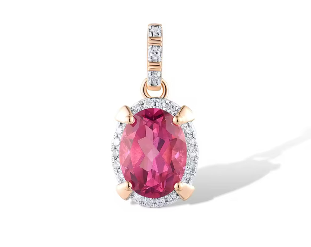 Set en Oro Amarillo de 14k, topacios rosados y diamantes
