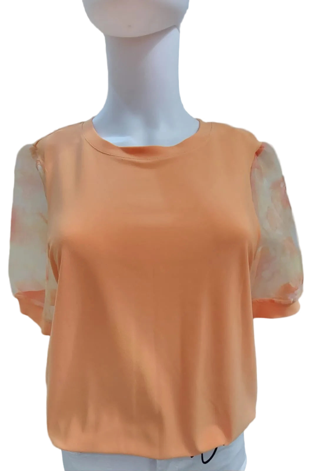 CeCe Blusa color Naranja con Mangas de Shiffon, Talla M