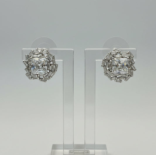 Aritos plata925 Zircones baguette