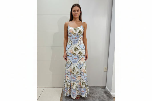 Cinthia Rowley, Vestido de Lino Estampado Talla M