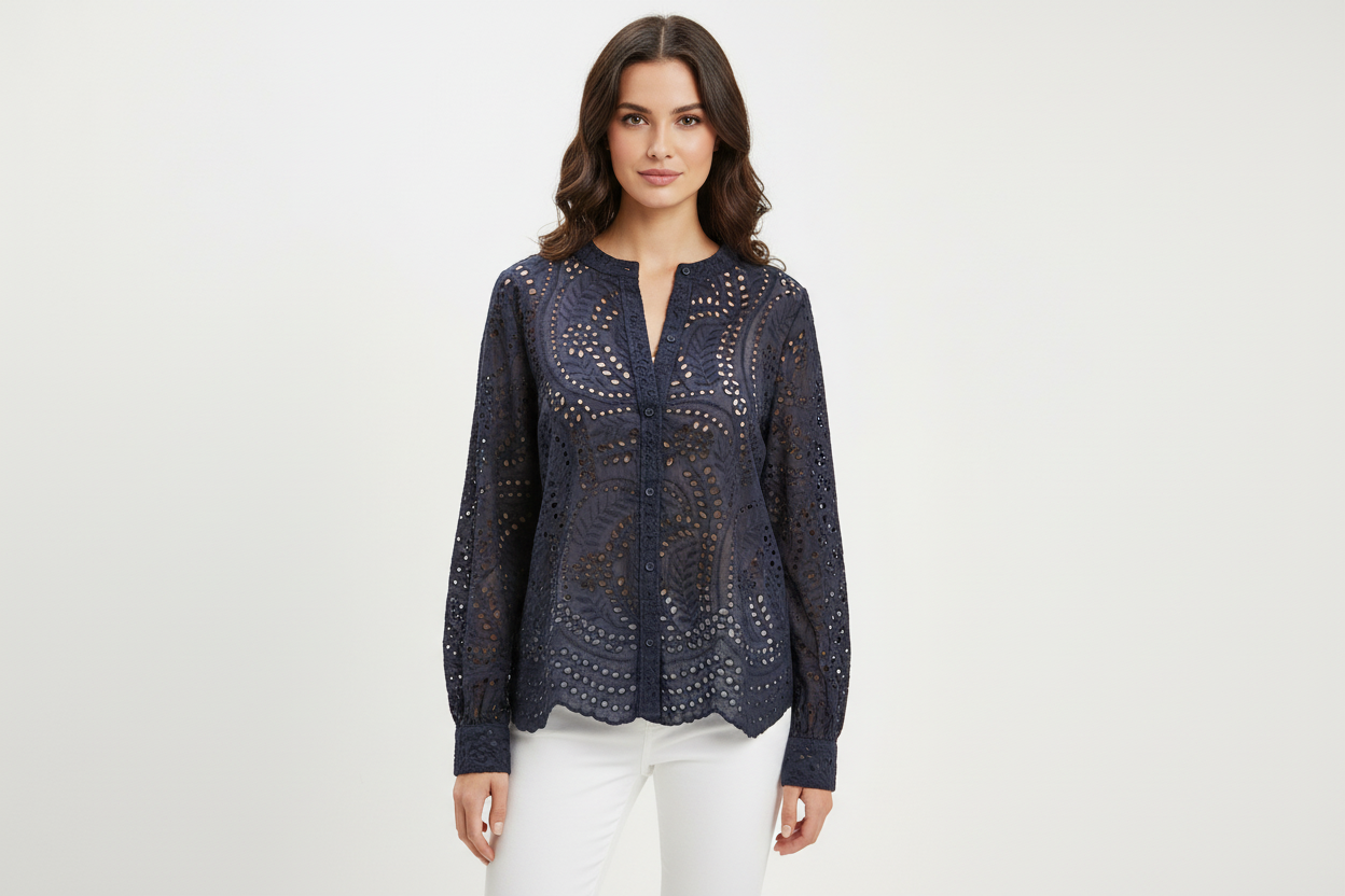 Joie Blusa Manga Larga de Tira Bordada, Talla M