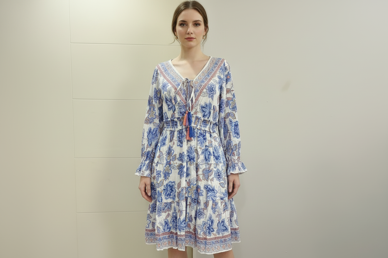 Angie, Vestido Estampado Corto, Talla M