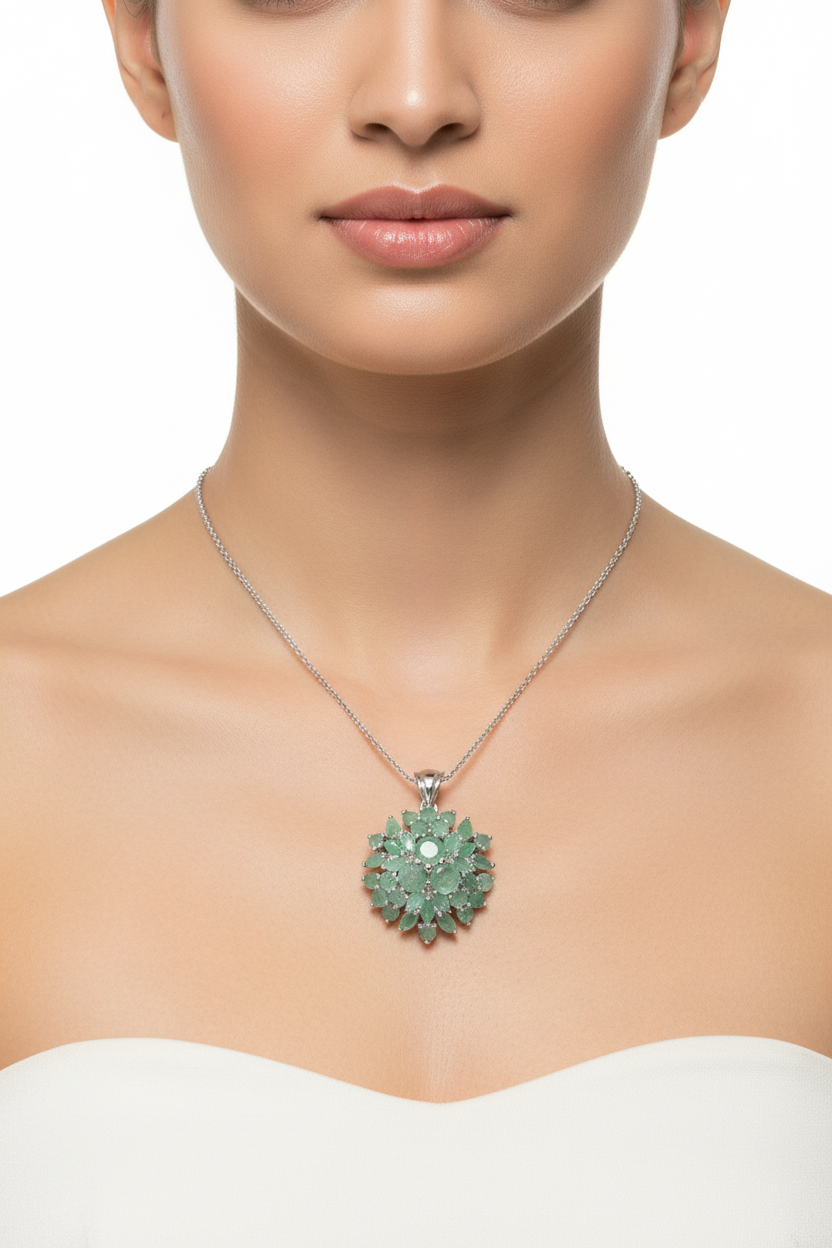 Dije en plata925 con esmeraldas naturales
