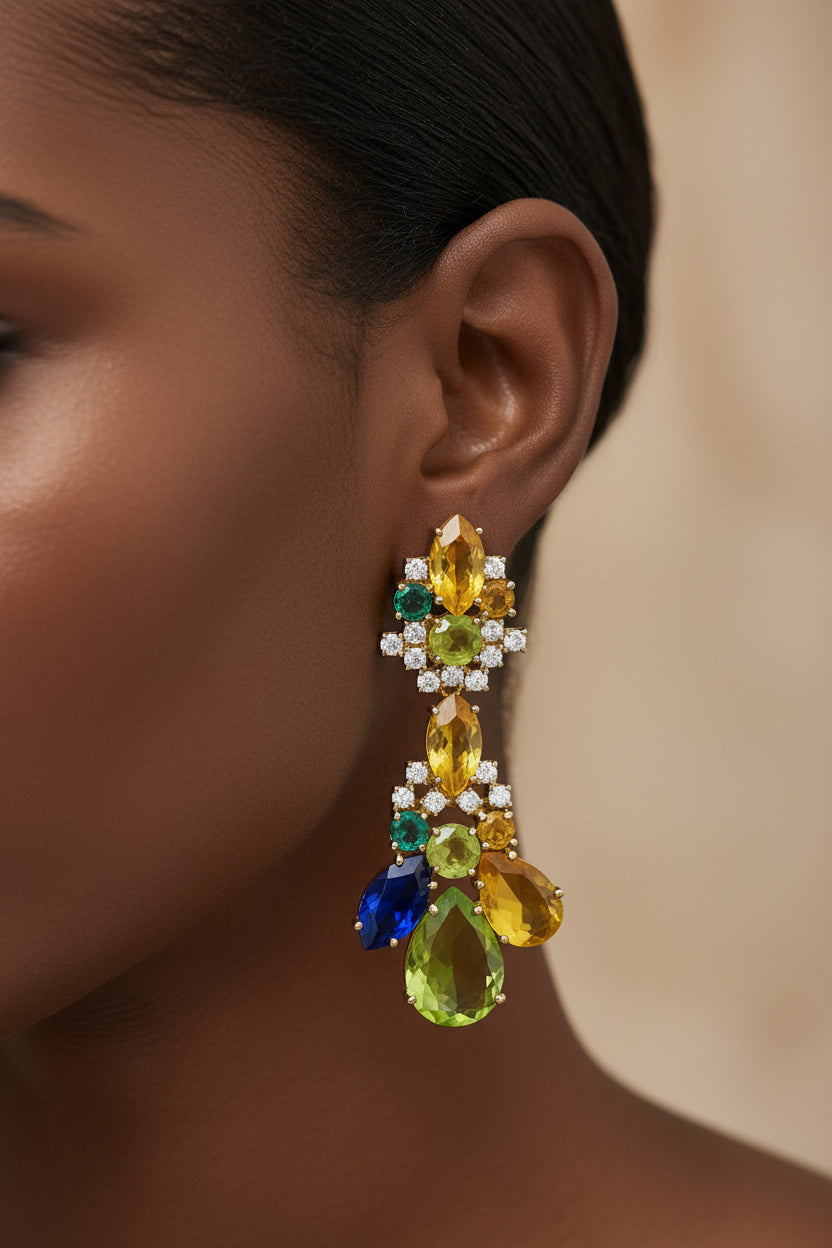Aretes espectaculares desmontables ( doble uso) en plata925 con cristales