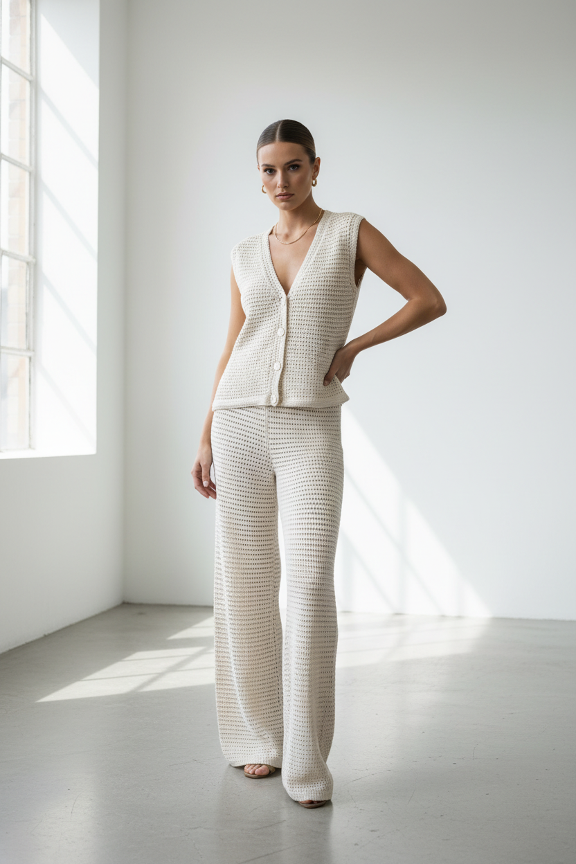 Sincerely Jules Set de Crochet Cardigan y Pantalon, Talla M