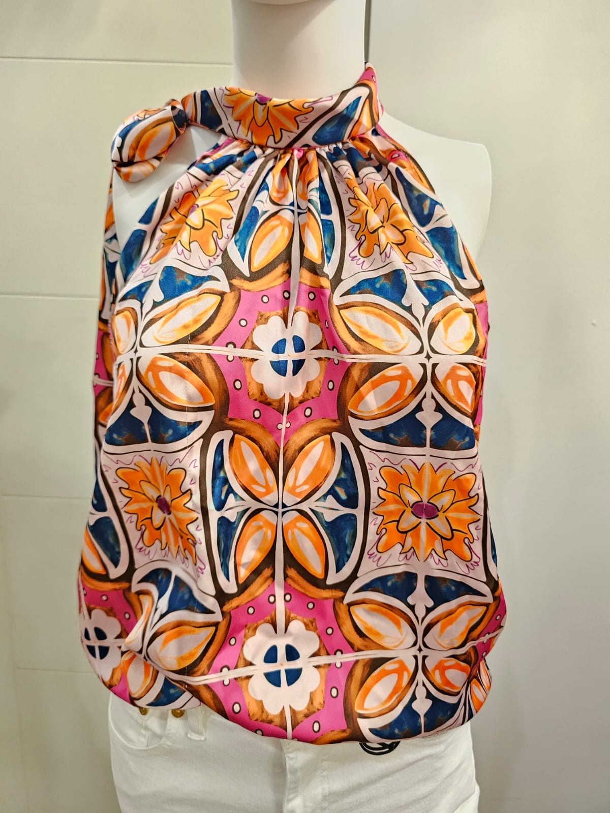 Rachel Zoe, Blusa de Satin Estampada, Talla M