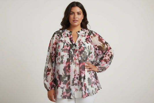 Rose Olive, Blusa Estampada Floral, Talla 2X