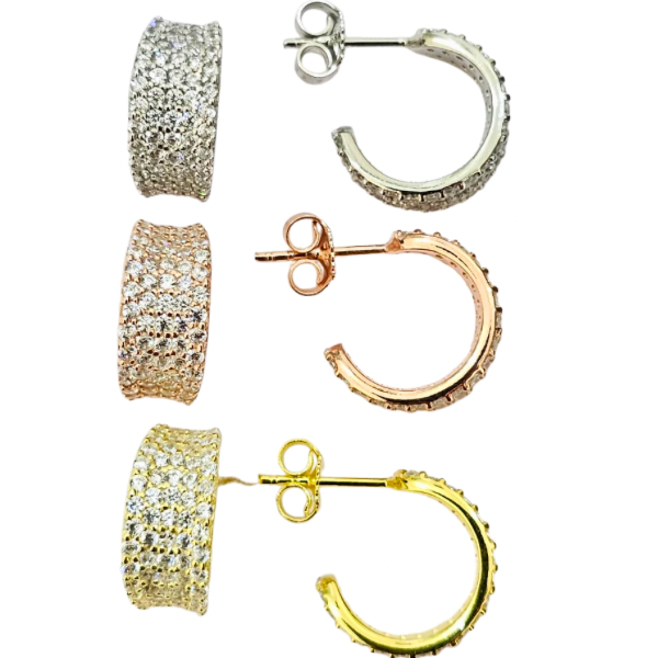 Syra Aritos Estilo Huggies, Plata925 con Baño de Oro