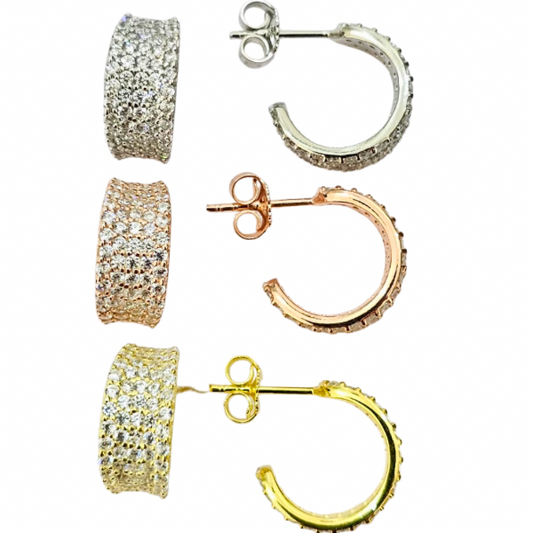 Syra Aritos Estilo Huggies, Plata925 con Baño de Oro