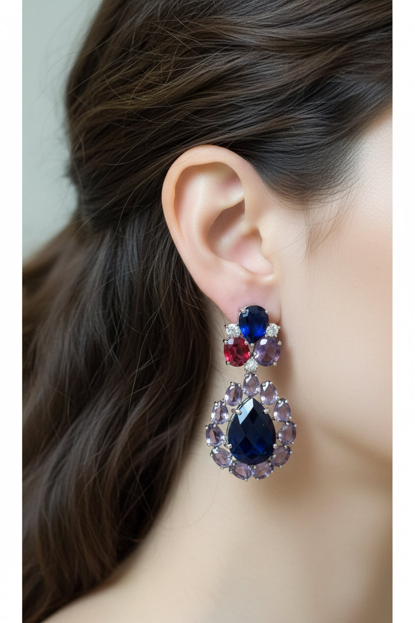 Aritos desmontables morado con azul y rojo